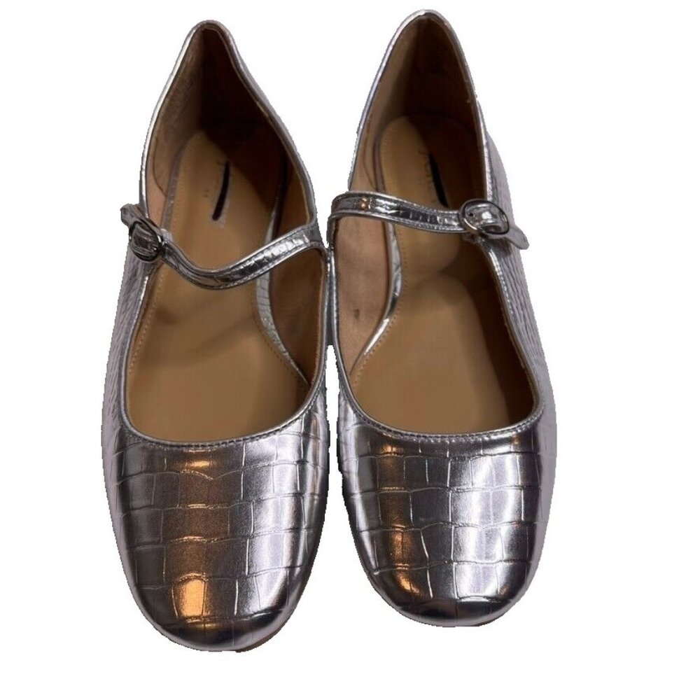 J. Crew Silver Mary Janes